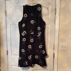 Banana Republic Black Asymmetrical Floral Dress